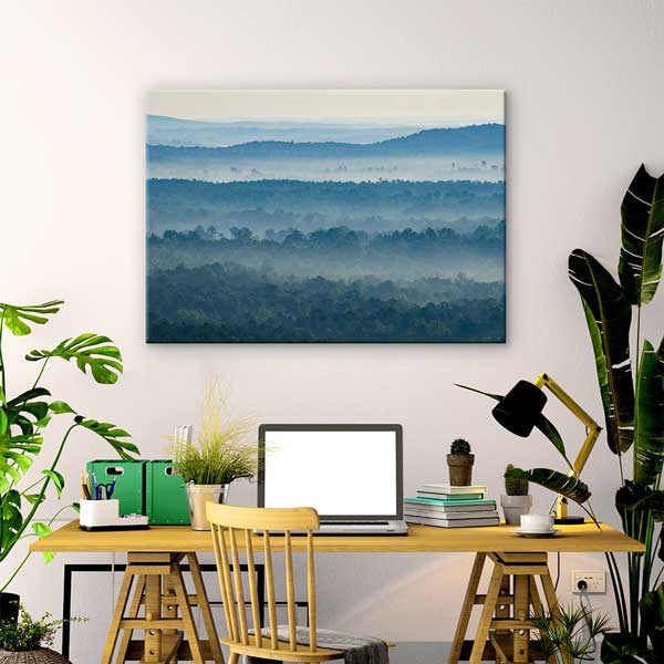 Sisli Orman Katmanları ve Dağ Siluetleri Manzarası Kanvas Tablo 13606