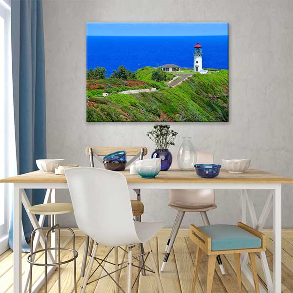 Okyanus Kıyısında Deniz Feneri ve Yeşil Falez Manzarası Kanvas Tablo 13614