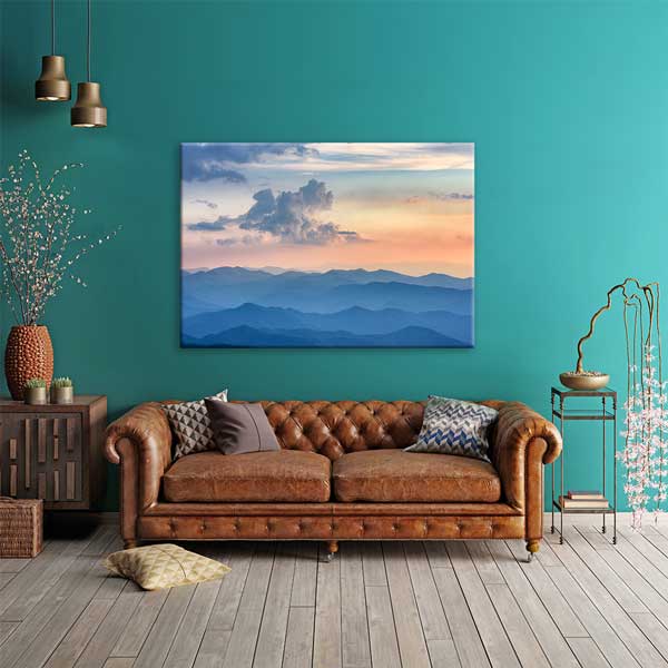 canvas-wall-design-13621-01 Gün Batımında Katmanlı Dağ Manzarası Fotoğraf Sanatı Kanvas Tablo 13621