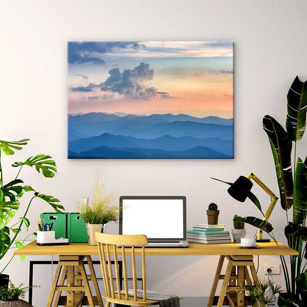 canvas-wall-design-13621-02 Gün Batımında Katmanlı Dağ Manzarası Fotoğraf Sanatı Kanvas Tablo 13621