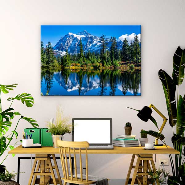 Karlı Dağlar ve Orman Yansıması Fotoğraf Sanatı Kanvas Tablo 13624