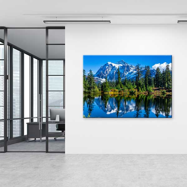 Karlı Dağlar ve Orman Yansıması Fotoğraf Sanatı Kanvas Tablo 13624