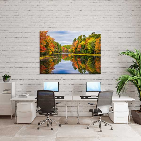 Sonbahar Ormanı ve Göl Yansıması Fotoğraf Sanatı Kanvas Tablo 13625