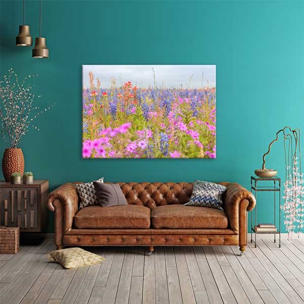 Renkli Yabani Çiçekler Doğa Manzarası Duvar Tablosu 13632