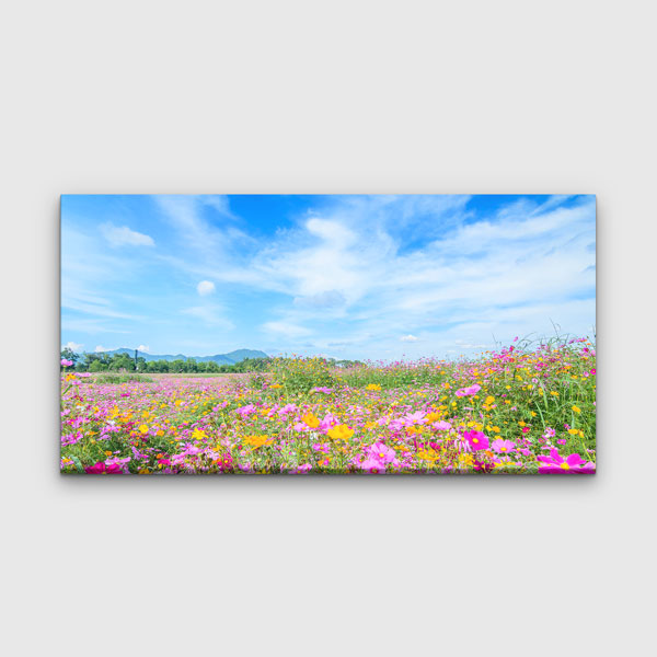 Renkli Çiçek Tarlası ve Açık Gökyüzü Kanvas Tablo – 13646