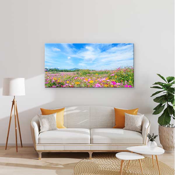 Renkli Çiçek Tarlası ve Açık Gökyüzü Kanvas Tablo – 13646