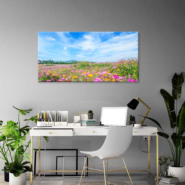 Renkli Çiçek Tarlası ve Açık Gökyüzü Kanvas Tablo – 13646