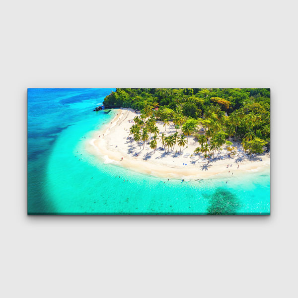 Tropikal Ada ve Turkuaz Sahil Hava Çekimi Kanvas Tablo – 13666