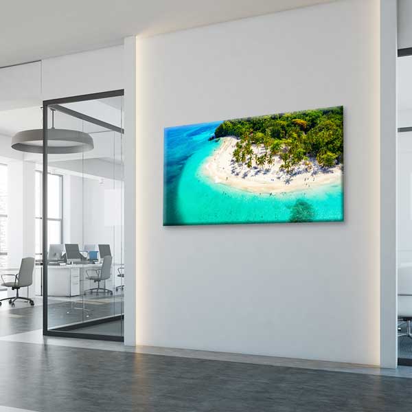 Tropikal Ada ve Turkuaz Sahil Hava Çekimi Kanvas Tablo – 13666