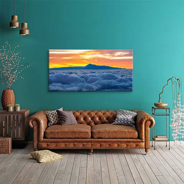 Bulutların Üstünden Gün Batımı Panoramik Kanvas Tablo – 13673