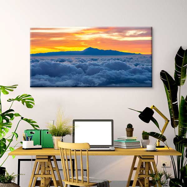 Bulutların Üstünden Gün Batımı Panoramik Kanvas Tablo – 13673