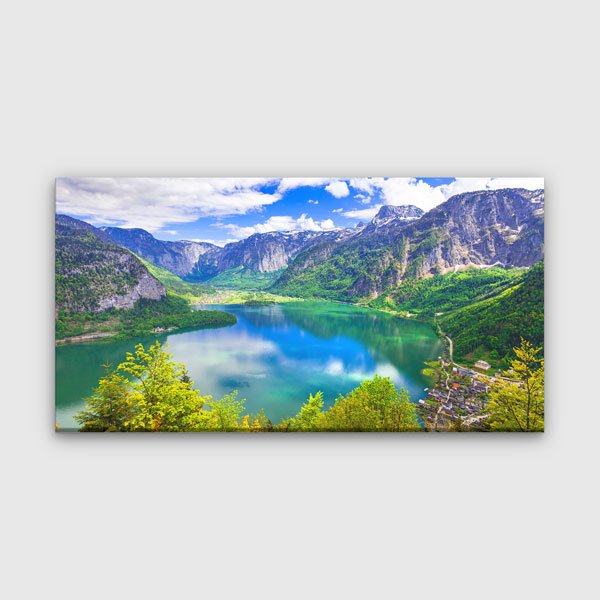 Hallstatt Dağ ve Göl Manzarası Panoramik Kanvas Tablo – 13676