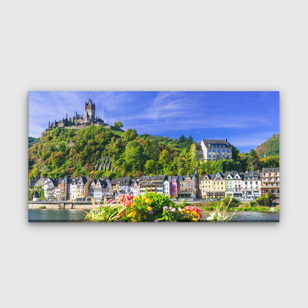Cochem Şatosu ve Ren Nehri Şehir Manzarası Kanvas Tablo – 13678