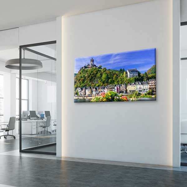 Cochem Şatosu ve Ren Nehri Şehir Manzarası Kanvas Tablo – 13678