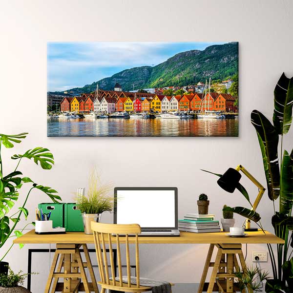 Bergen Bryggen Renkli Evler Norveç Manzarası Kanvas Tablo – 13686