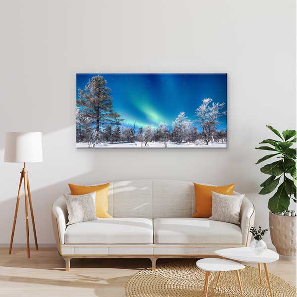 canvas-wall-design-13687-01 Aurora Borealis Kuzey Işıkları Kış Manzarası Kanvas Tablo – 13687