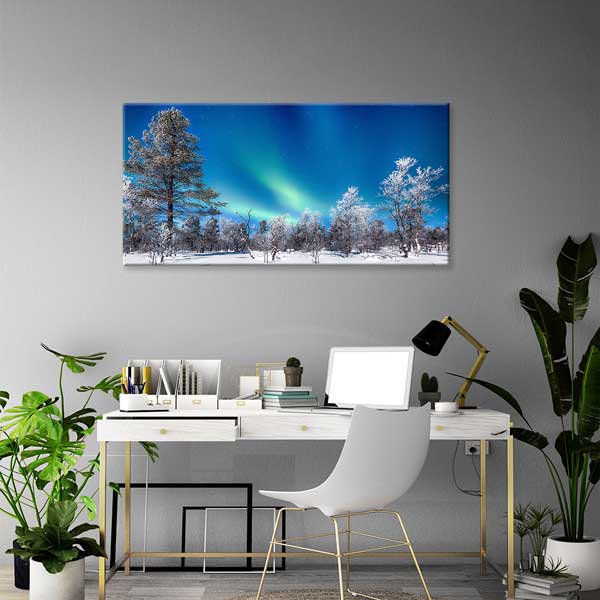 canvas-wall-design-13687-02 Aurora Borealis Kuzey Işıkları Kış Manzarası Kanvas Tablo – 13687