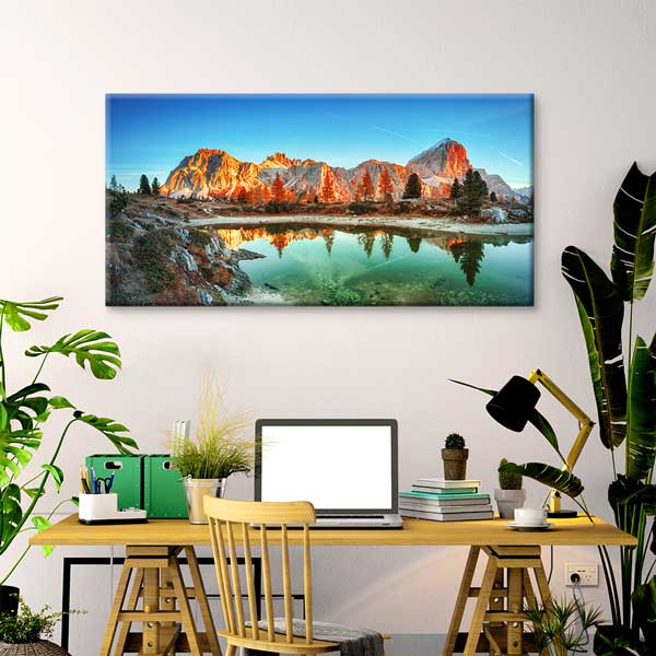 Dolomitler Lago Federa Dağ Manzarası Kanvas Tablo – 13688