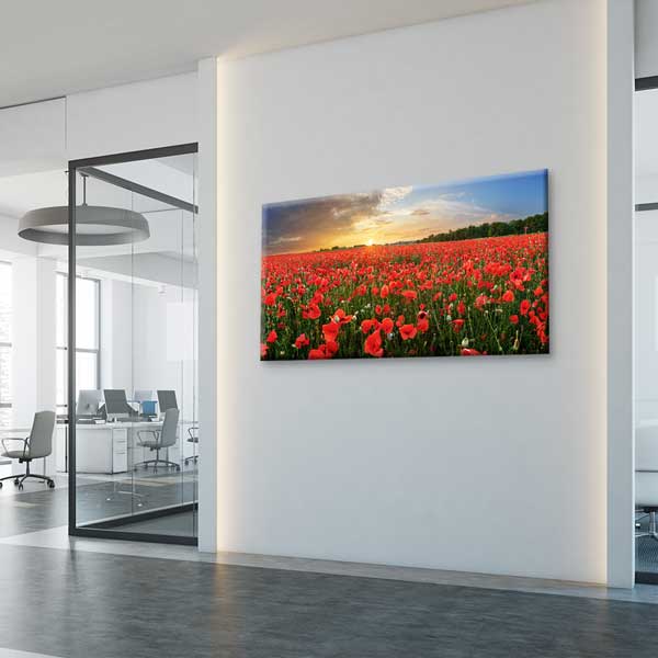 Gün Batımı Gelincik Çiçeği Tarlası Panoramik Kanvas Tablo – 13696