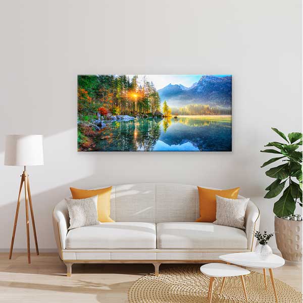 Hintersee Gölü Bavyera Orman ve Dağ Manzarası Kanvas Tablo – 13706