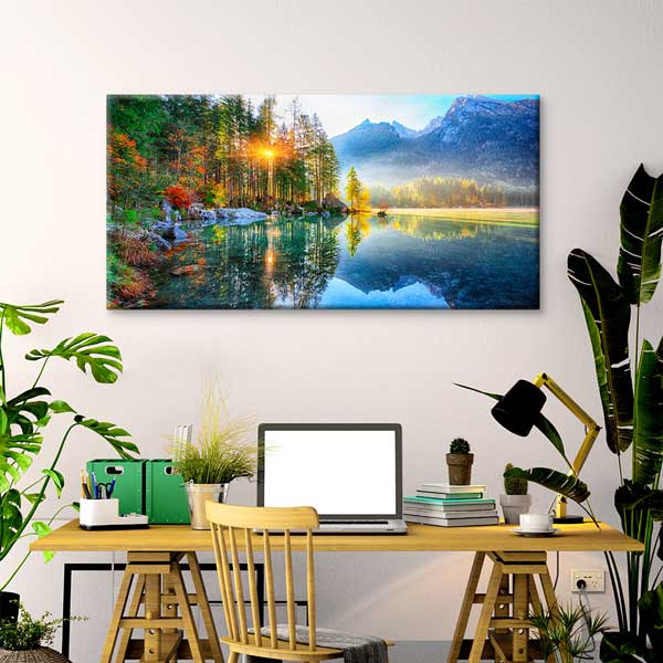 Hintersee Gölü Bavyera Orman ve Dağ Manzarası Kanvas Tablo – 13706