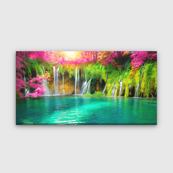 Plitvice Gölleri Çok Katmanlı Şelale Turkuaz Göl Manzarası Kanvas Tablo – 13708