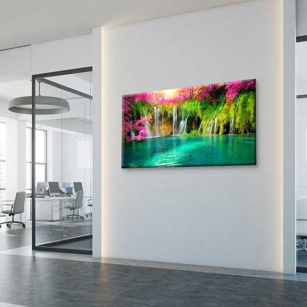 canvas-wall-design-13708-03 Plitvice Gölleri Çok Katmanlı Şelale Turkuaz Göl Manzarası Kanvas Tablo – 13708