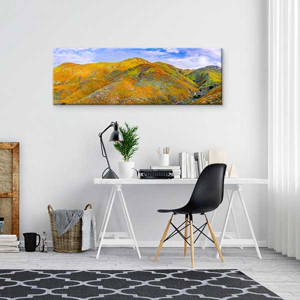 Renkli Bahar Tepeleri Panoramik Doğa Manzarası Duvar Tablosu 13825