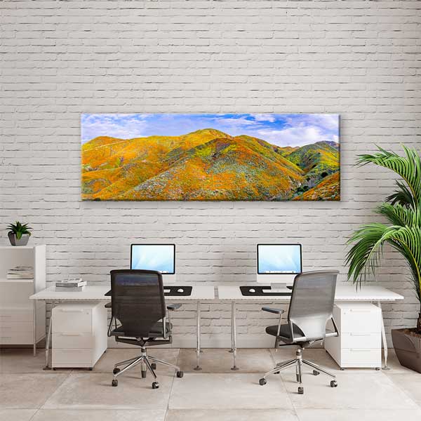 Renkli Bahar Tepeleri Panoramik Doğa Manzarası Duvar Tablosu 13825