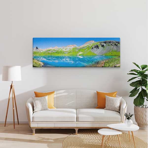 Turkuaz Dağ Gölü ve Yeşil Yamaçlar Panoramik Doğa Manzarası Duvar Tablosu 13834