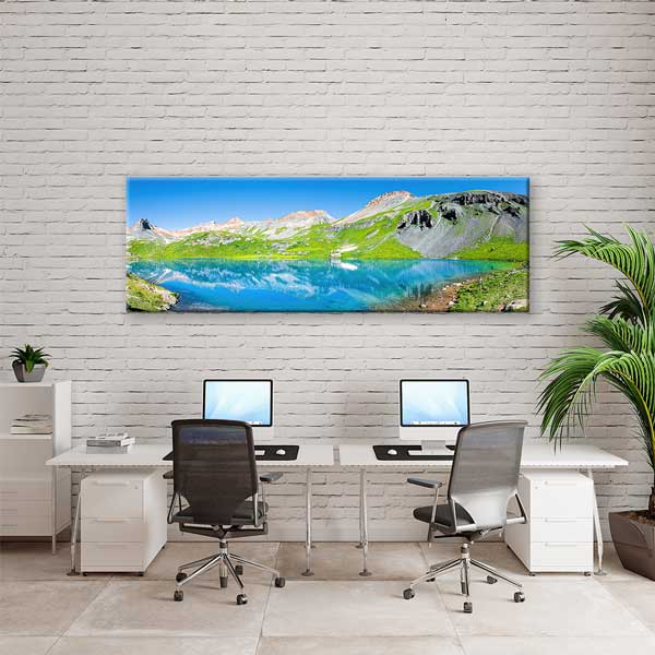 Turkuaz Dağ Gölü ve Yeşil Yamaçlar Panoramik Doğa Manzarası Duvar Tablosu 13834