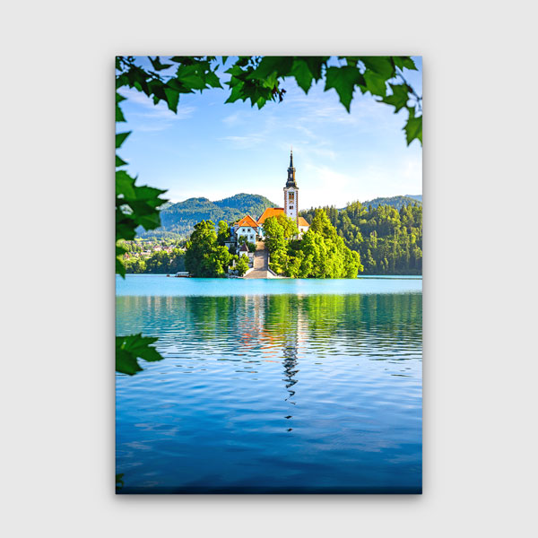 Göl Üzerindeki Ada ve Kilise Manzarası Kanvas Tablo 13857