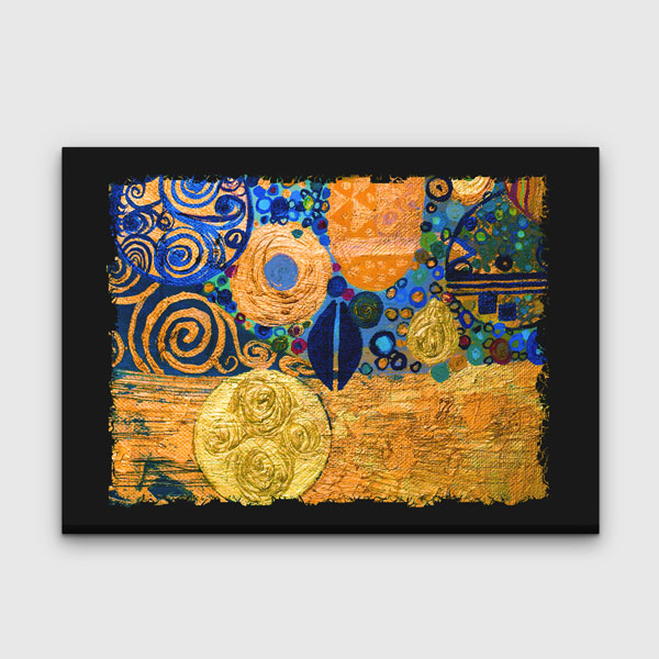 Altın ve Mavi Desenli Soyut Sanat Kanvas Tablo 4134