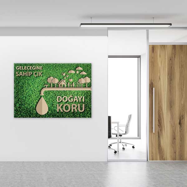 "Geleceğine Sahip Çık Doğayı Koru" Su ve Yaşam Alanı Duvar Tablosu – 3380