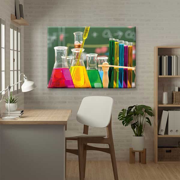 Renkli Kimya Deneyleri ve Laboratuvar Malzemeleri Posteri - Fen Sınıfı G-472