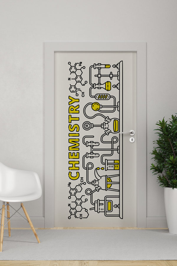 Kimya Laboratuvarı Temalı Okul Kapısı Giydirme - Fen Bilimleri Sınıfları İçin 9284