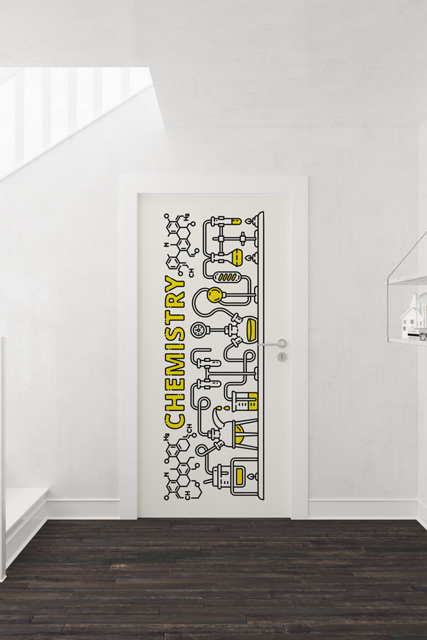 Kimya Laboratuvarı Temalı Okul Kapısı Giydirme - Fen Bilimleri Sınıfları İçin 9284