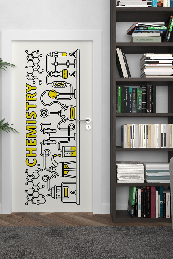 Kimya Laboratuvarı Temalı Okul Kapısı Giydirme - Fen Bilimleri Sınıfları İçin 9284