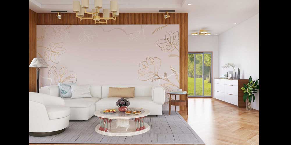 Altın Çizgisel Çiçek Desenli Zarif Duvar Kağıdı 4257