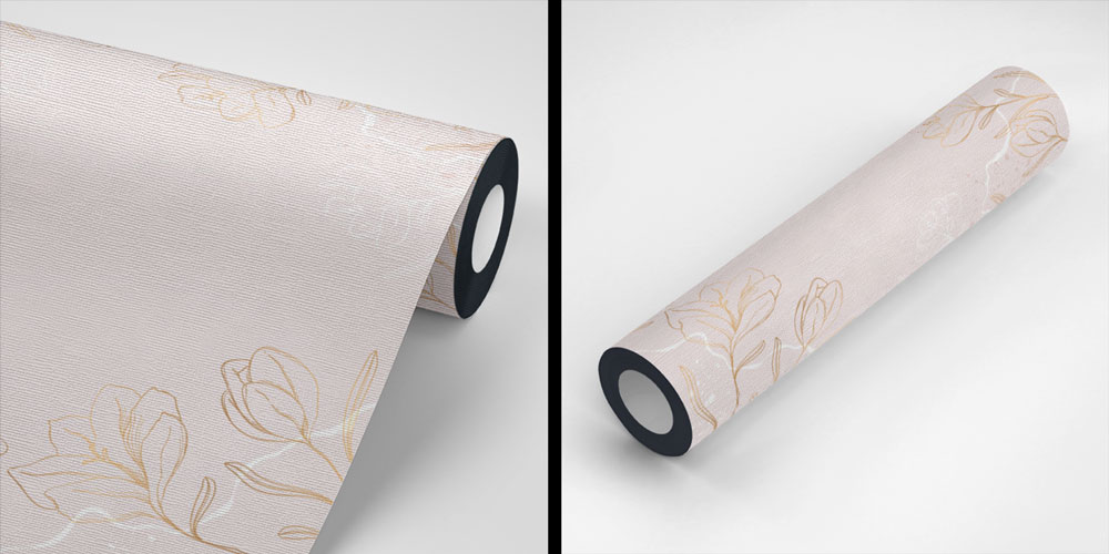 Altın Çizgisel Çiçek Desenli Zarif Duvar Kağıdı 4257