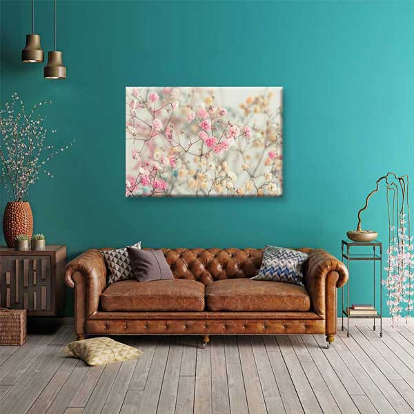 Pastel Tonlu Zarif Çiçek Desenli Kanvas Tablo 4216