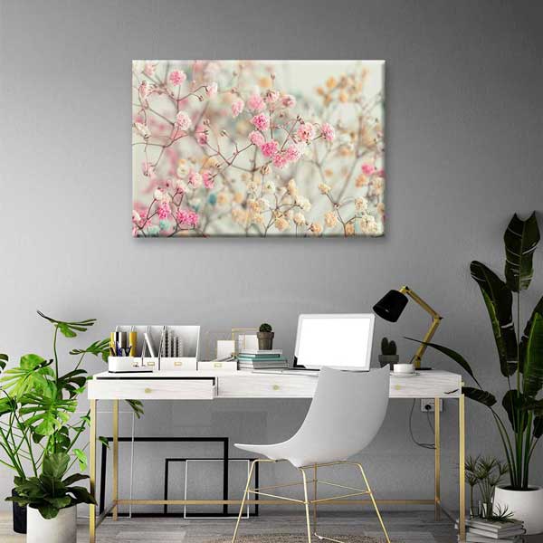 Pastel Tonlu Zarif Çiçek Desenli Kanvas Tablo 4216