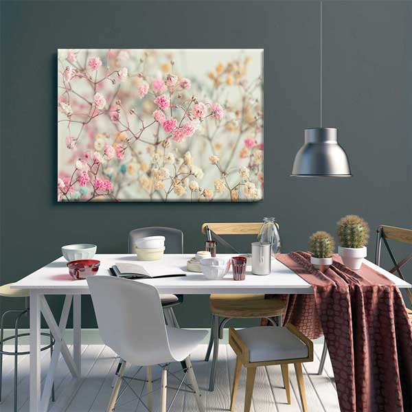 Pastel Tonlu Zarif Çiçek Desenli Kanvas Tablo 4216