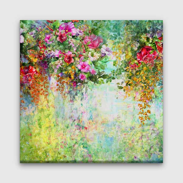 Canlı Renkli Çiçek Bahçesi Temalı Kanvas Tablo 4227