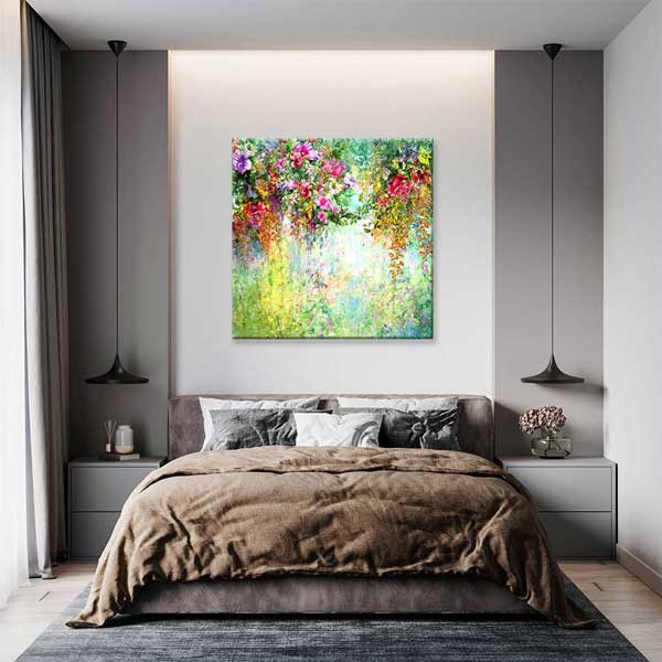 Canlı Renkli Çiçek Bahçesi Temalı Kanvas Tablo 4227
