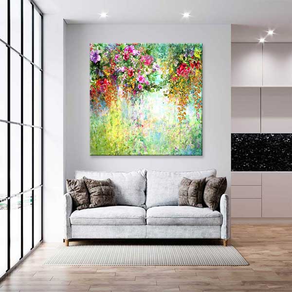 Canlı Renkli Çiçek Bahçesi Temalı Kanvas Tablo 4227