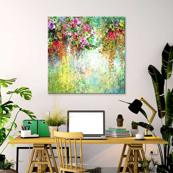 Canlı Renkli Çiçek Bahçesi Temalı Kanvas Tablo 4227