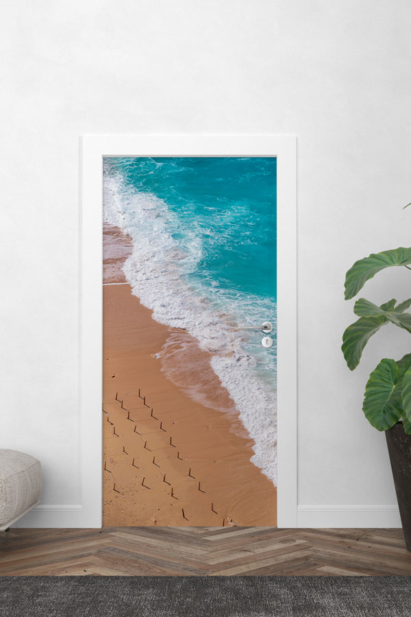 sınıf, kapı, giydirme, tasarım Kumsalda Dalgalar Manzaralı Kapı Giydirme 9851