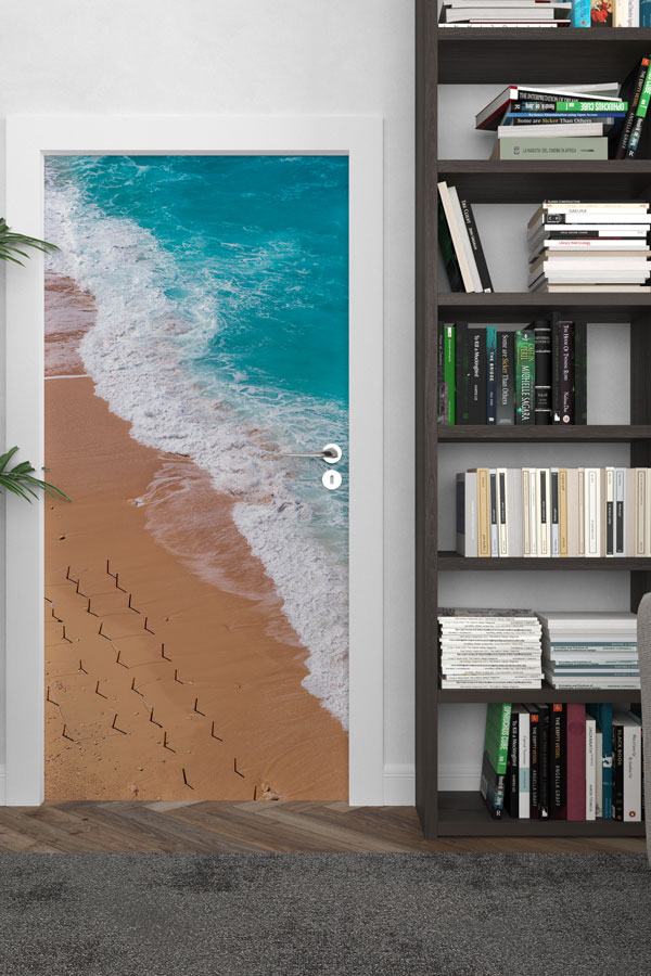 sınıf,kapı,giydirme,tasarım Kumsalda Dalgalar Manzaralı Kapı Giydirme 9851