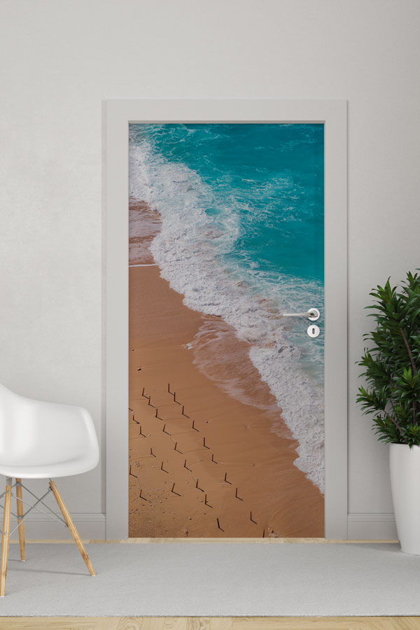 school,class,door,decoration Kumsalda Dalgalar Manzaralı Kapı Giydirme 9851